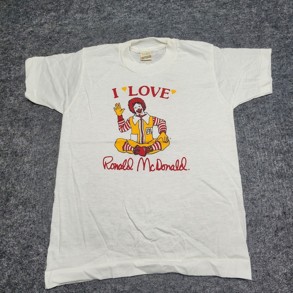 Vintage Screen Stars I Love Ronald McDonald McDonalds Kids Graphic Tshirt 10-12